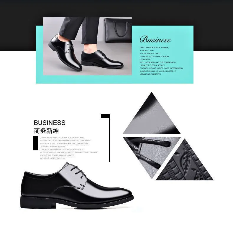 Men's Leather Dress Shoes - Autumn Winter Business Work Shoes - Round Toe, Soft Leather, Soft Sole - British Style Wedding Groom Shoes showcase 11