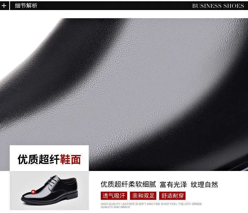 Men's Leather Dress Shoes - Autumn Winter Business Work Shoes - Round Toe, Soft Leather, Soft Sole - British Style Wedding Groom Shoes showcase 15
