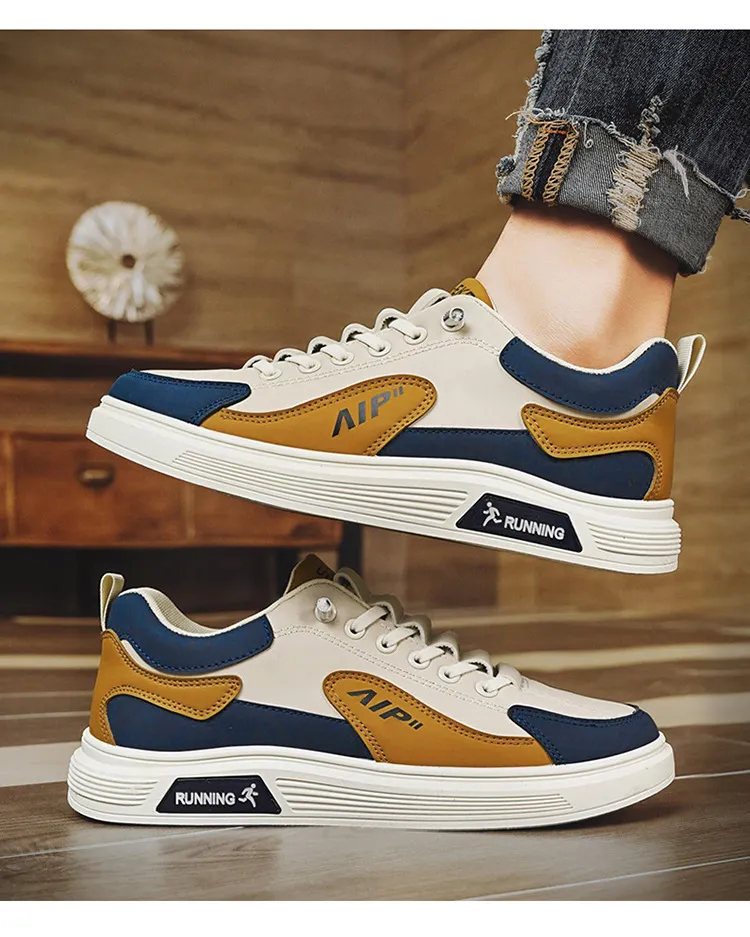 Men's White Leather Casual Shoes Trendy Korean Style Sneakers Plus Size 45 46 TikTok Inspired Four Seasons Fashion Comfortable Student Footwear showcase 10