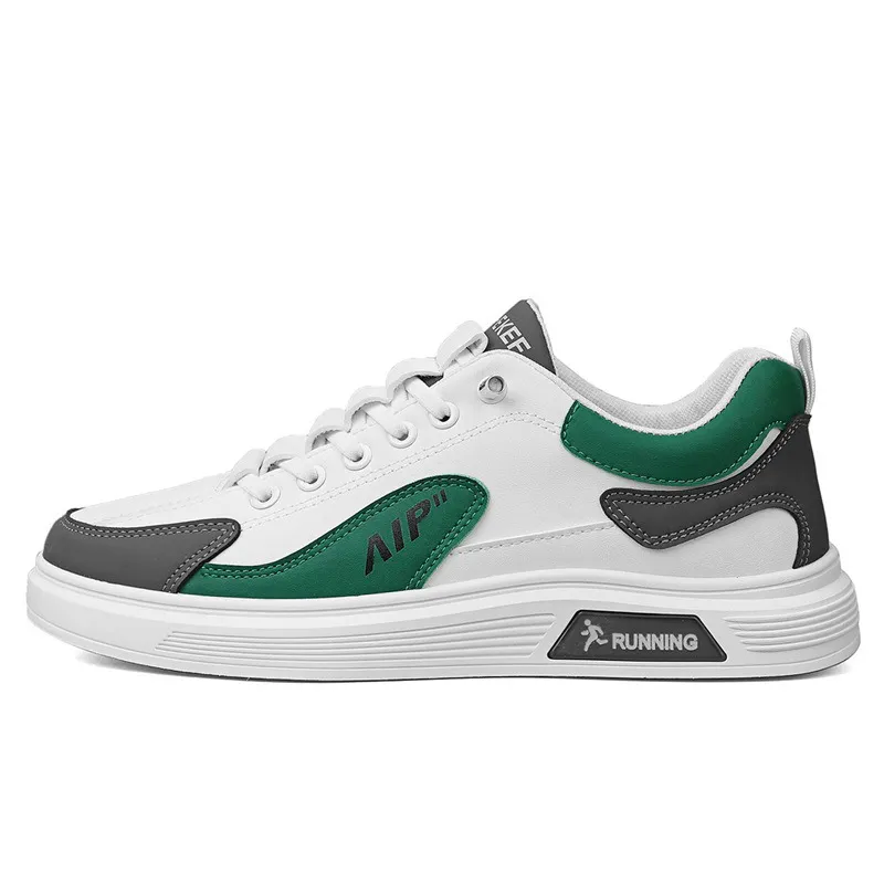 Men's White Leather Casual Shoes Trendy Korean Style Sneakers Plus Size 45 46 TikTok Inspired Four Seasons Fashion Comfortable Student Footwear thumbnail 5
