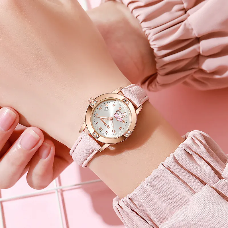 Women's Alloy Diamond Belt Quartz Watch - Sanrio Fashion Wristwatch for Girls, High School Students - Trendy Niche Design showcase 19