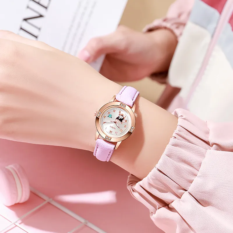Women's Alloy Diamond Belt Quartz Watch - Sanrio Fashion Wristwatch for Girls, High School Students - Trendy Niche Design showcase 16