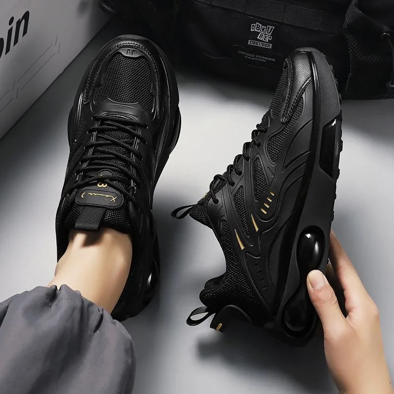 Men's Black Mesh Running Shoes - Lightweight Breathable Athletic Sneakers for Sports, Casual Wear, Thick Sole, Youth Style 2026 thumbnail 2