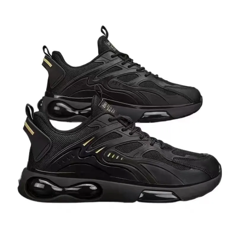 Men's Black Mesh Running Shoes - Lightweight Breathable Athletic Sneakers for Sports, Casual Wear, Thick Sole, Youth Style 2026 thumbnail 5