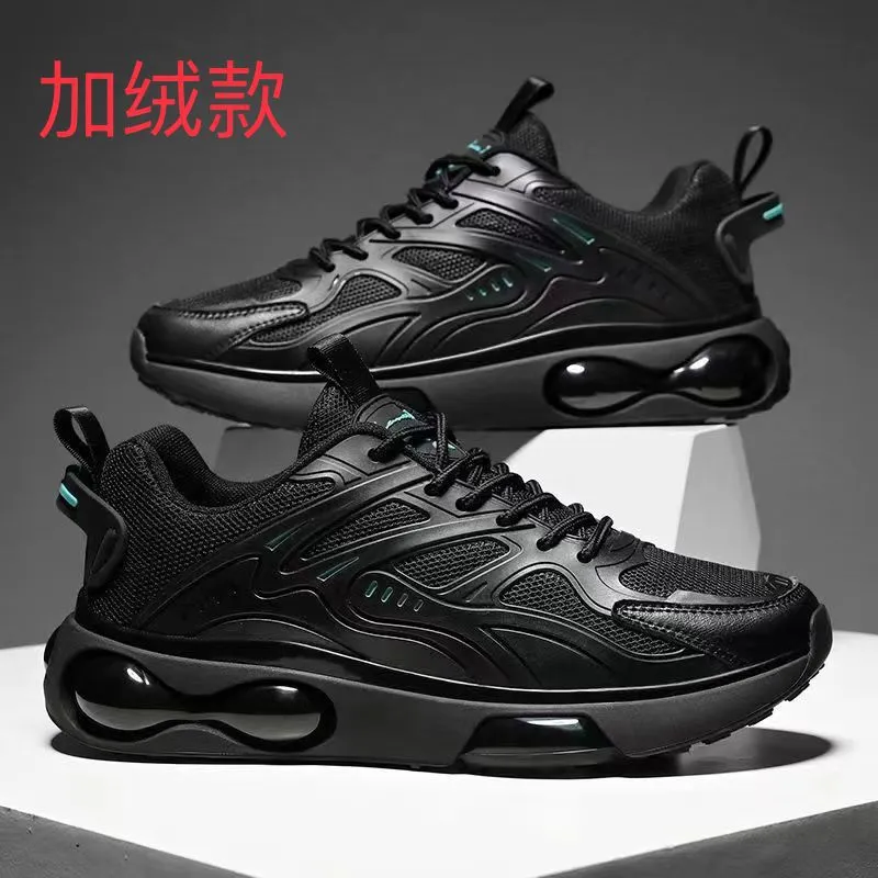 Men's Black Mesh Running Shoes - Lightweight Breathable Athletic Sneakers for Sports, Casual Wear, Thick Sole, Youth Style 2026 thumbnail 6