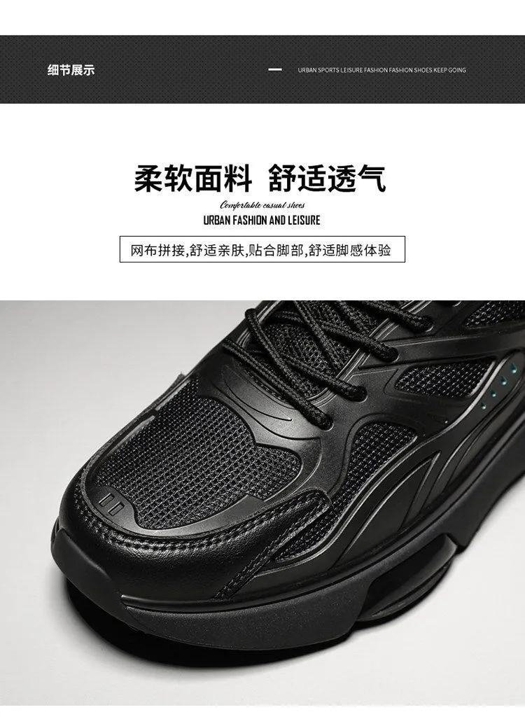 Men's Black Mesh Running Shoes - Lightweight Breathable Athletic Sneakers for Sports, Casual Wear, Thick Sole, Youth Style 2026 showcase 8