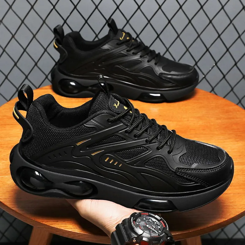 Men's Black Mesh Running Shoes - Lightweight Breathable Athletic Sneakers for Sports, Casual Wear, Thick Sole, Youth Style 2026 thumbnail 7