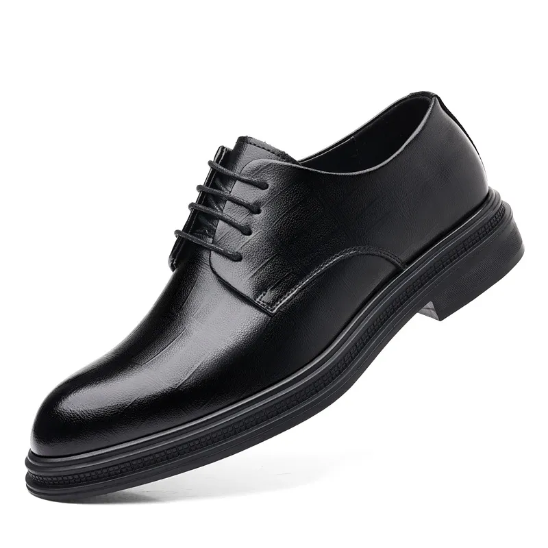 Men's Leather Dress Shoes - Formal Business Oxford Shoes, British Style, Height Increasing, Casual Suit, Groom Wedding Shoes, Large Size thumbnail 5