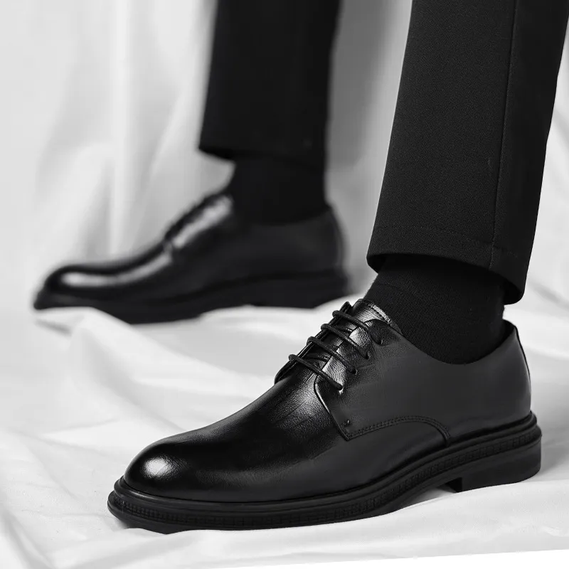 Men's Leather Dress Shoes - Formal Business Oxford Shoes, British Style, Height Increasing, Casual Suit, Groom Wedding Shoes, Large Size thumbnail 4