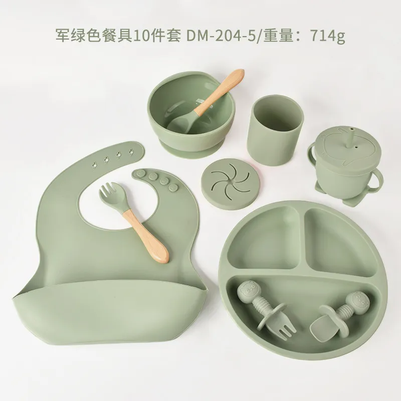 Dumo Baby Baby Silicone Dinner Plate suit Food Grade Silicone Baby Food Supplementation Feeding Tableware Set of Ten thumbnail 7