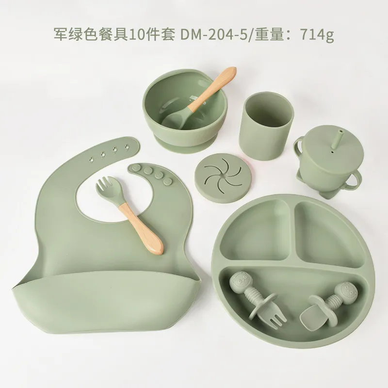 Dumo Baby Baby Silicone Dinner Plate suit Food Grade Silicone Baby Food Supplementation Feeding Tableware Set of Ten showcase 9