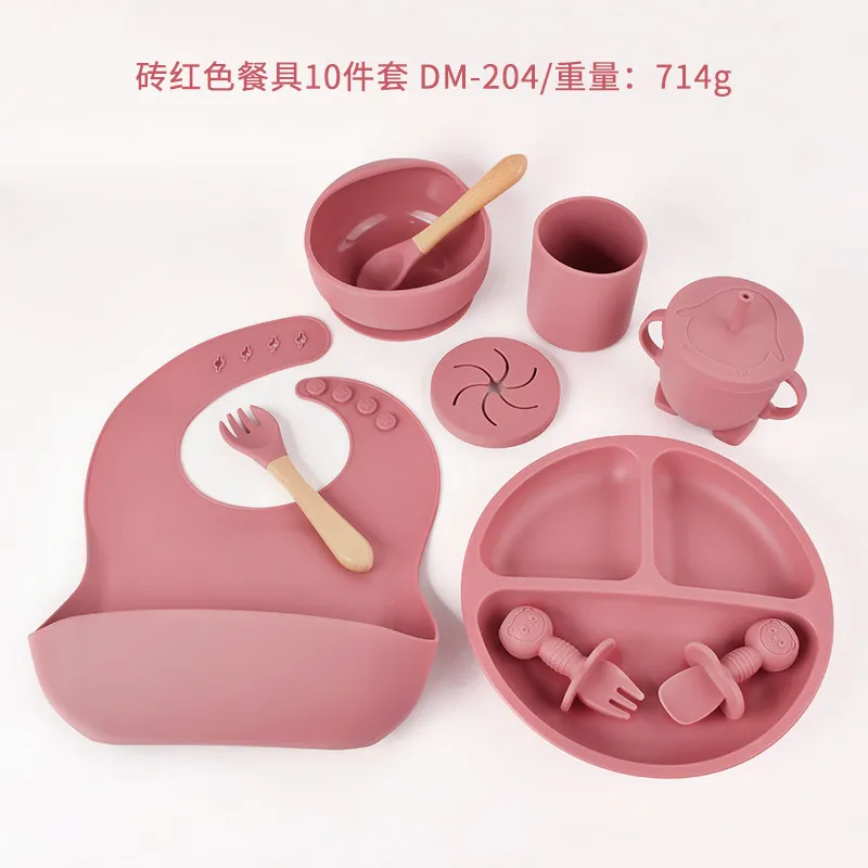 Dumo Baby Baby Silicone Dinner Plate suit Food Grade Silicone Baby Food Supplementation Feeding Tableware Set of Ten thumbnail 10