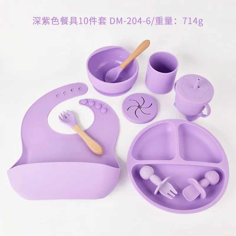 Dumo Baby Baby Silicone Dinner Plate suit Food Grade Silicone Baby Food Supplementation Feeding Tableware Set of Ten showcase 6