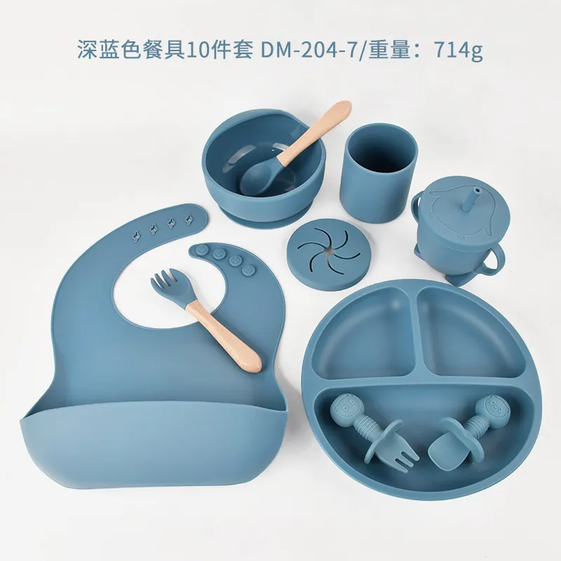 Dumo Baby Baby Silicone Dinner Plate suit Food Grade Silicone Baby Food Supplementation Feeding Tableware Set of Ten showcase 7