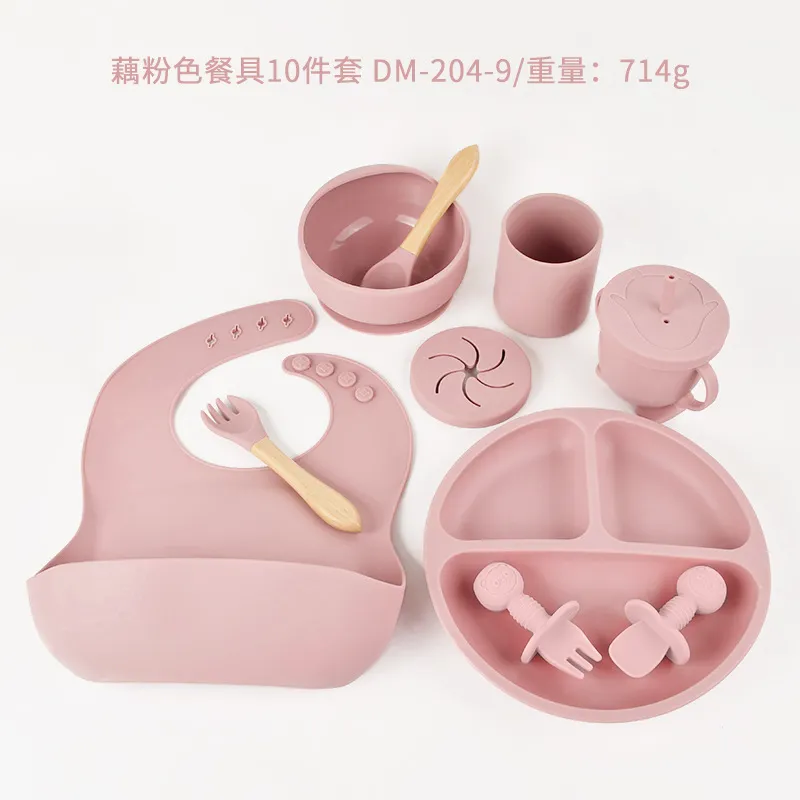 Dumo Baby Baby Silicone Dinner Plate suit Food Grade Silicone Baby Food Supplementation Feeding Tableware Set of Ten showcase 13