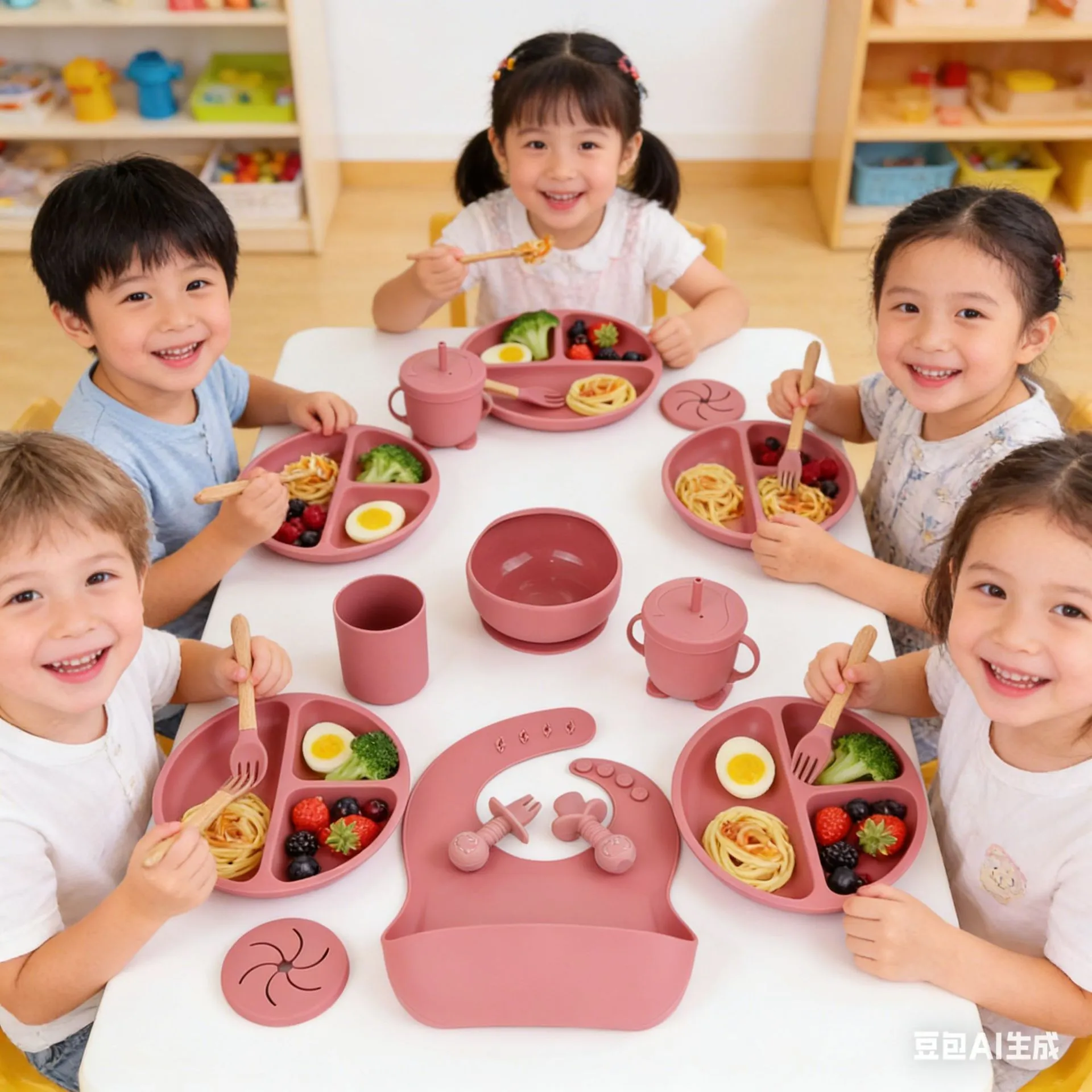Dumo Baby Baby Silicone Dinner Plate suit Food Grade Silicone Baby Food Supplementation Feeding Tableware Set of Ten thumbnail 1