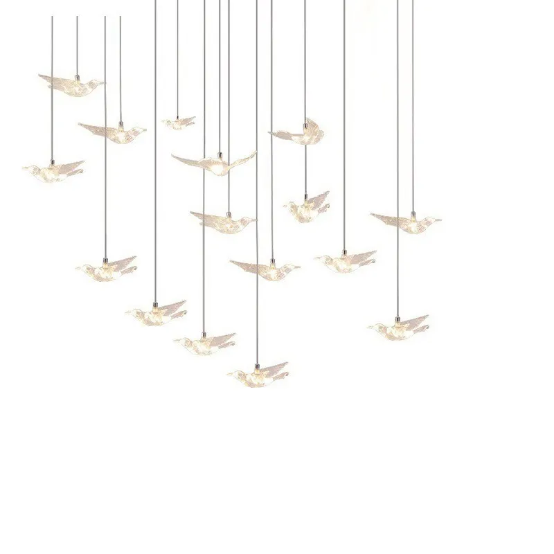 Luxury Crystal Bird Chandelier Nordic Style for Villa Duplex Building Staircase Dining Room Exhibition Hall Real Estate Decoration Lighting Fixture thumbnail 5