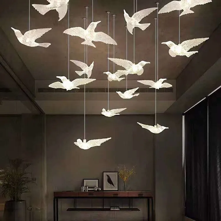 Luxury Crystal Bird Chandelier Nordic Style for Villa Duplex Building Staircase Dining Room Exhibition Hall Real Estate Decoration Lighting Fixture thumbnail 8