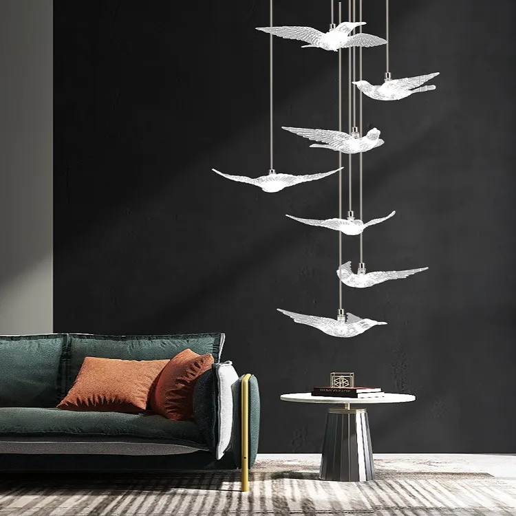 Luxury Crystal Bird Chandelier Nordic Style for Villa Duplex Building Staircase Dining Room Exhibition Hall Real Estate Decoration Lighting Fixture thumbnail 7