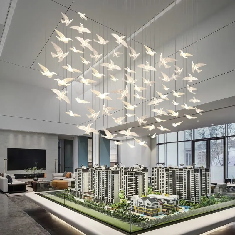 Luxury Crystal Bird Chandelier Nordic Style for Villa Duplex Building Staircase Dining Room Exhibition Hall Real Estate Decoration Lighting Fixture thumbnail 3