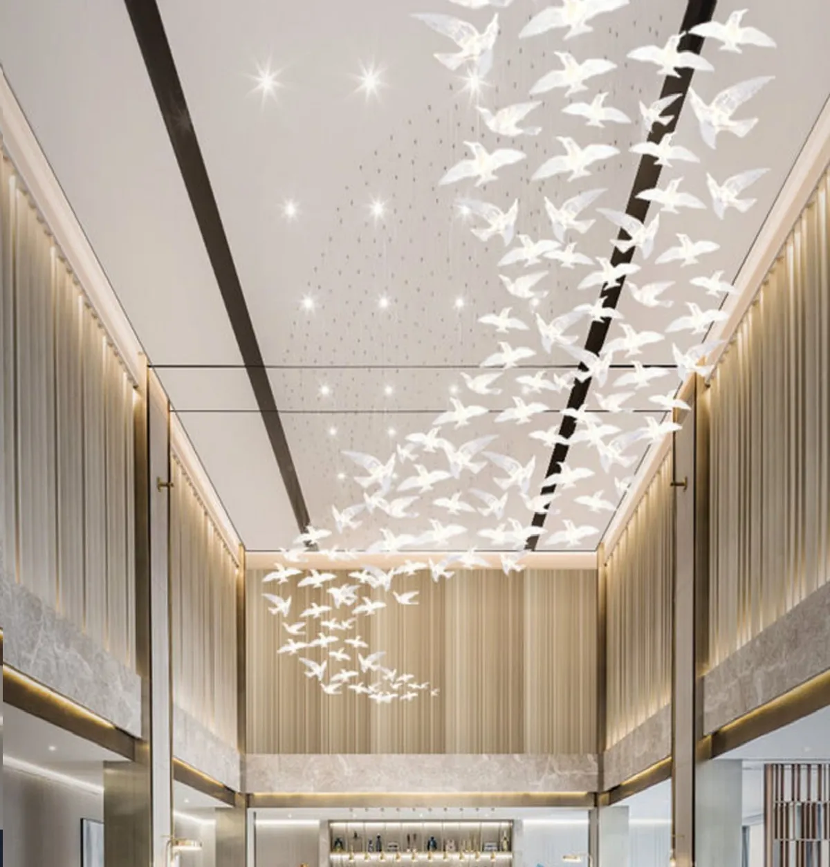 Luxury Crystal Bird Chandelier Nordic Style for Villa Duplex Building Staircase Dining Room Exhibition Hall Real Estate Decoration Lighting Fixture showcase 3
