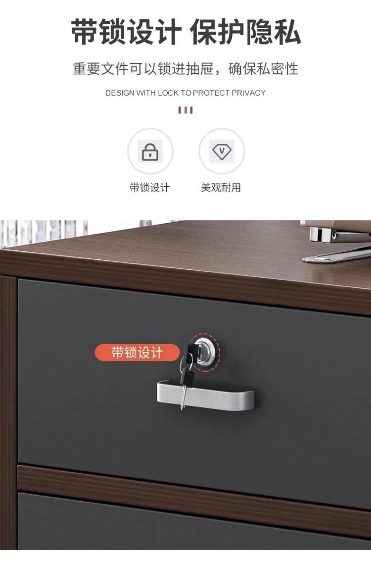 Office Storage Cabinet Bookcase with Lock - Integrated Low Cabinet, Floor Cabinet, Workstation, Movable File Cabinet Under Table for Home Office showcase 9