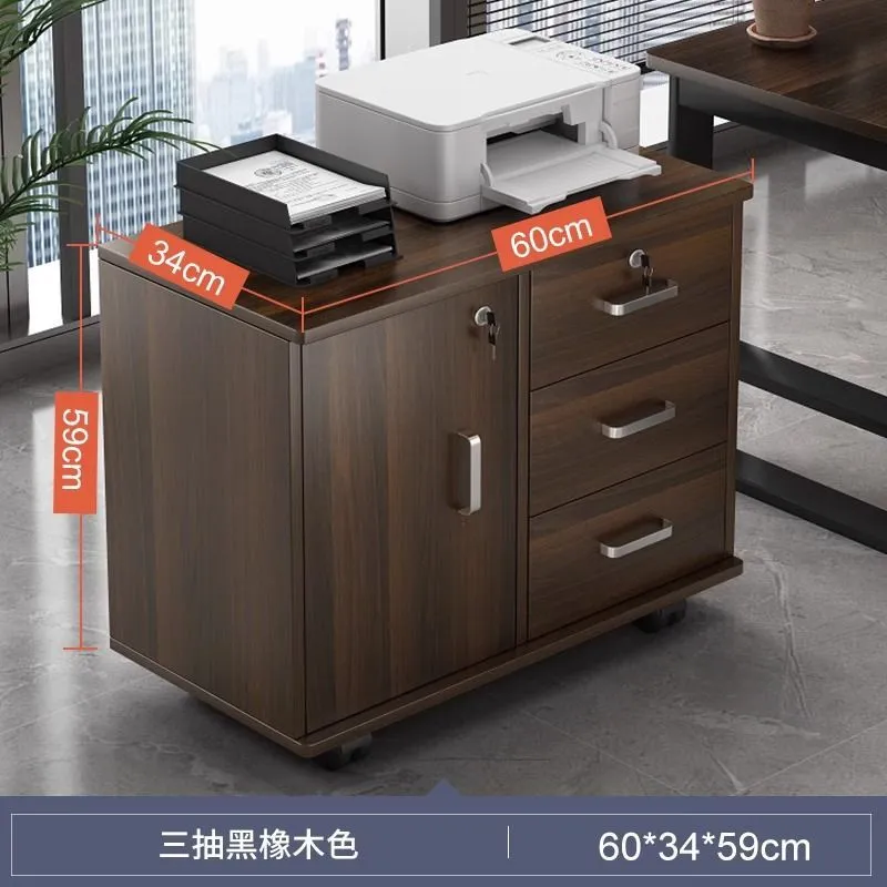 Office Storage Cabinet Bookcase with Lock - Integrated Low Cabinet, Floor Cabinet, Workstation, Movable File Cabinet Under Table for Home Office thumbnail 6