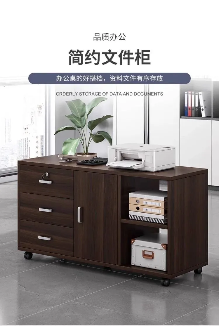 Office Storage Cabinet Bookcase with Lock - Integrated Low Cabinet, Floor Cabinet, Workstation, Movable File Cabinet Under Table for Home Office showcase 3