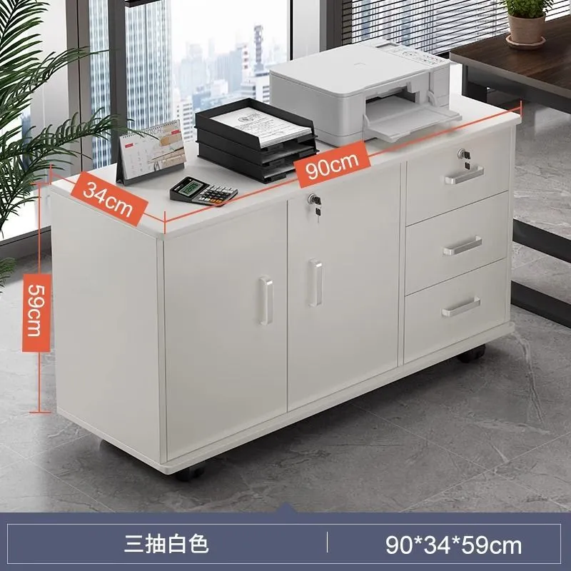 Office Storage Cabinet Bookcase with Lock - Integrated Low Cabinet, Floor Cabinet, Workstation, Movable File Cabinet Under Table for Home Office thumbnail 8