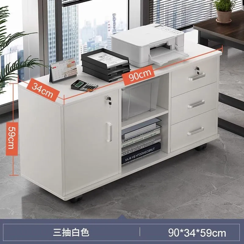 Office Storage Cabinet Bookcase with Lock - Integrated Low Cabinet, Floor Cabinet, Workstation, Movable File Cabinet Under Table for Home Office thumbnail 7