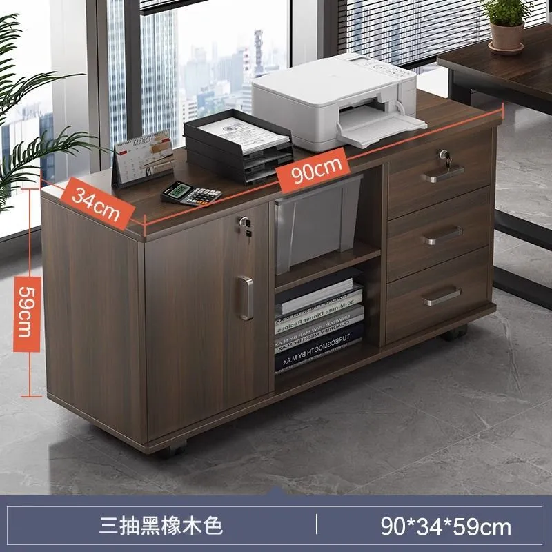 Office Storage Cabinet Bookcase with Lock - Integrated Low Cabinet, Floor Cabinet, Workstation, Movable File Cabinet Under Table for Home Office thumbnail 9
