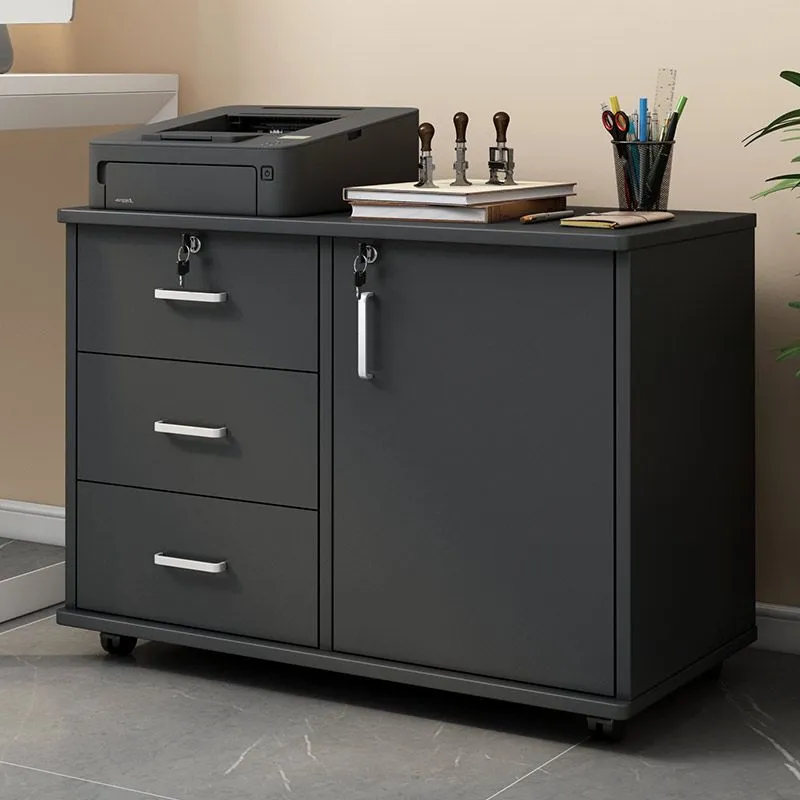 Mobile File Cabinet with Wheels - Office Storage Cabinet with Small Drawers - Under Desk Low Data Cabinet for Home Office thumbnail 2