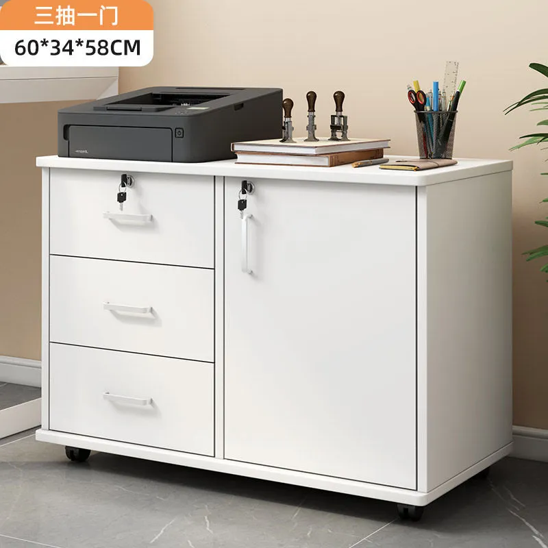 Mobile File Cabinet with Wheels - Office Storage Cabinet with Small Drawers - Under Desk Low Data Cabinet for Home Office thumbnail 7