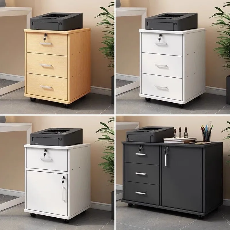 Mobile File Cabinet with Wheels - Office Storage Cabinet with Small Drawers - Under Desk Low Data Cabinet for Home Office