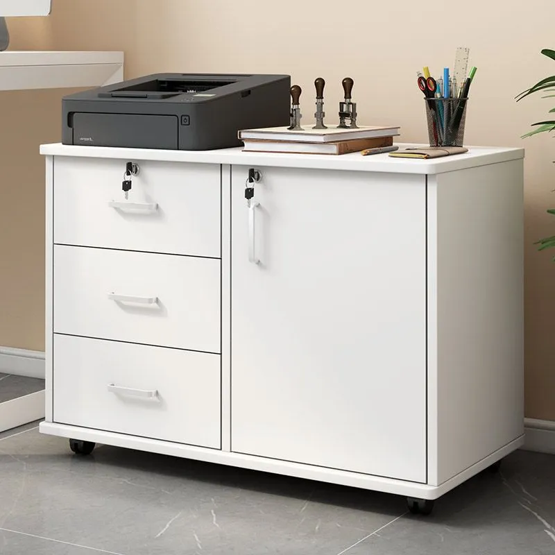 Mobile File Cabinet with Wheels - Office Storage Cabinet with Small Drawers - Under Desk Low Data Cabinet for Home Office thumbnail 3