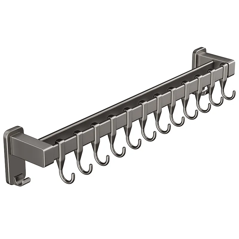 Kitchen Utensil Hook Rack - Punch-Free Hanging Rod for Pots, Spoons, Shovels - Multifunctional Wall-Mounted Storage Organizer thumbnail 5