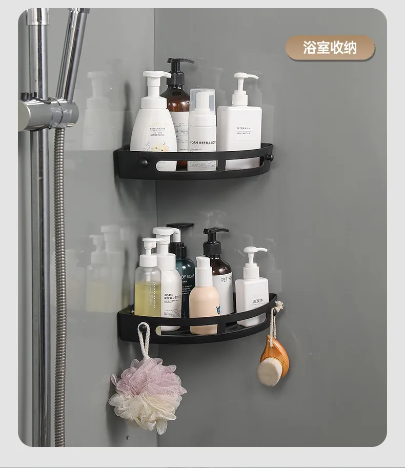 Corner Bathroom Shelf Organizer - Triangle Storage Rack for Shower, Kitchen, Toilet - Wall Mounted, Punch-Free - Holds Shampoo, Soap, Towels showcase 14