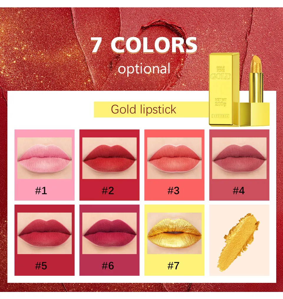 Velvet Matte Lipstick Gold Bar - Long Lasting, Highly Pigmented, Classic Red Shade - Perfect for Daily Wear & Special Occasions showcase 4