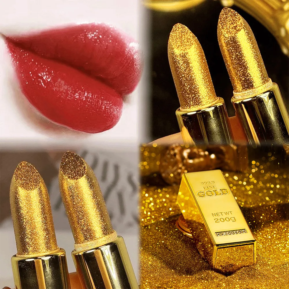 Velvet Matte Lipstick Gold Bar - Long Lasting, Highly Pigmented, Classic Red Shade - Perfect for Daily Wear & Special Occasions thumbnail 1