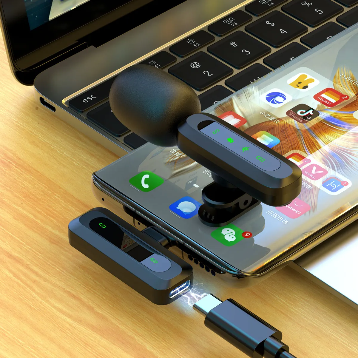 Wireless Lavalier Microphone Clip-on Lapel Mic for Phone, Camera, PC - Noise Reduction, Mini, Portable for Recording, Interview, YouTube, TikTok Live Streaming thumbnail 3