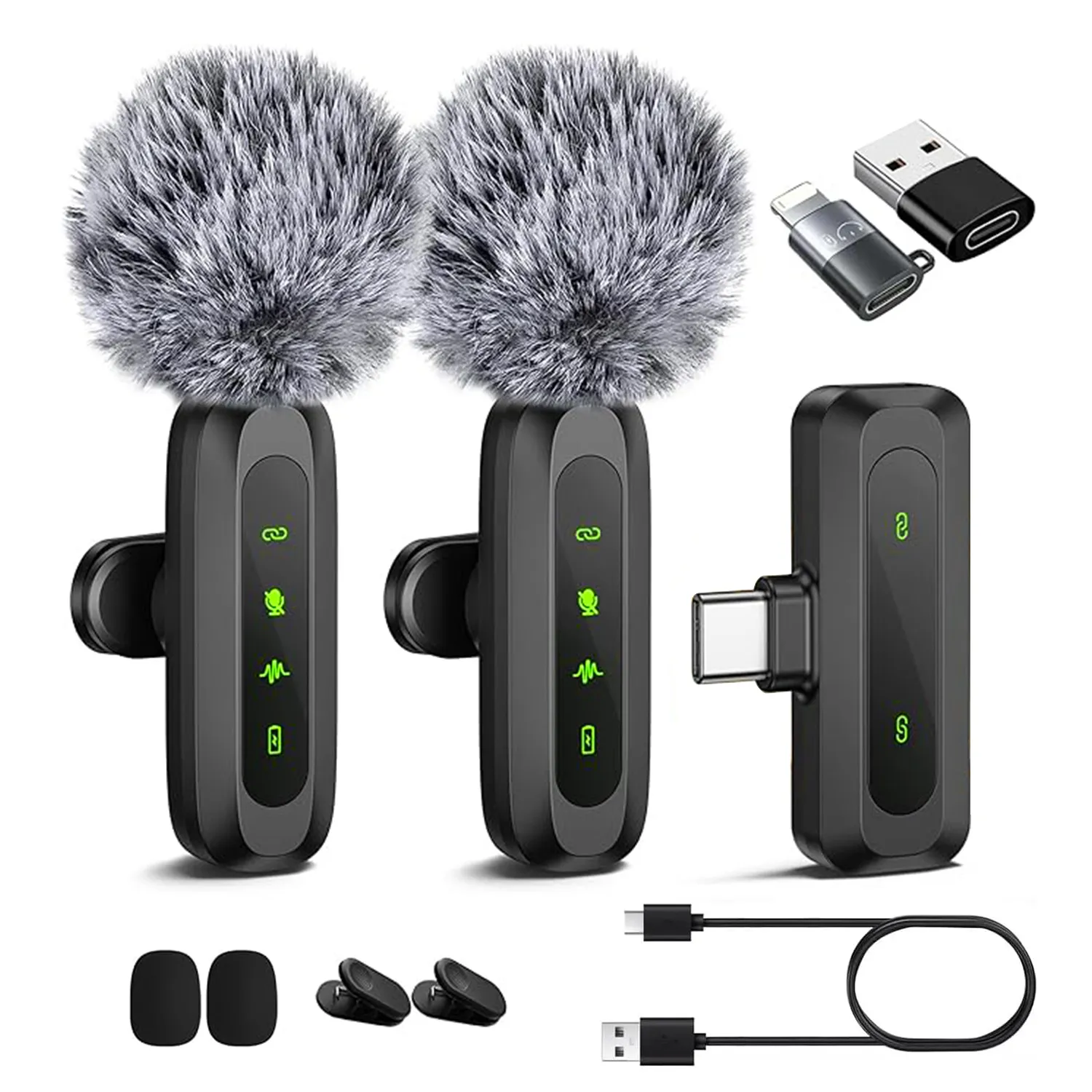 Wireless Lavalier Microphone Clip-on Lapel Mic for Phone, Camera, PC - Noise Reduction, Mini, Portable for Recording, Interview, YouTube, TikTok Live Streaming