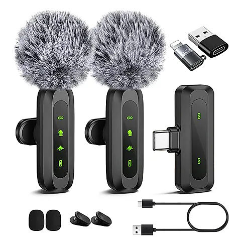 Wireless Lavalier Microphone Clip-on Lapel Mic for Phone, Camera, PC - Noise Reduction, Mini, Portable for Recording, Interview, YouTube, TikTok Live Streaming