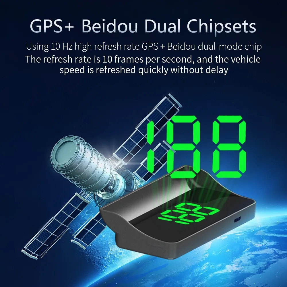 HUD Head-Up Display GPS Speedometer W1 - Digital Speed MPH/KMH, Over-Speed Warning, Car Windshield Projector for Safe Driving showcase 7