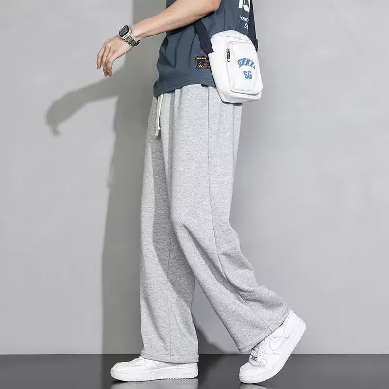 Men's Gray Sweatpants - Trendy Brand Straight Leg Loose Fit Summer Drape Thin Sports Casual Long Pants for Date Spot Wholesale thumbnail 1