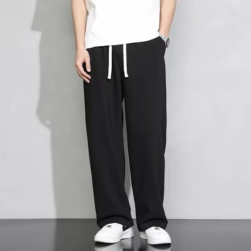 Men's Gray Sweatpants - Trendy Brand Straight Leg Loose Fit Summer Drape Thin Sports Casual Long Pants for Date Spot Wholesale thumbnail 4
