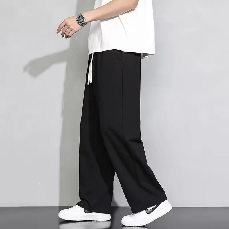 Men's Gray Sweatpants - Trendy Brand Straight Leg Loose Fit Summer Drape Thin Sports Casual Long Pants for Date Spot Wholesale thumbnail 2