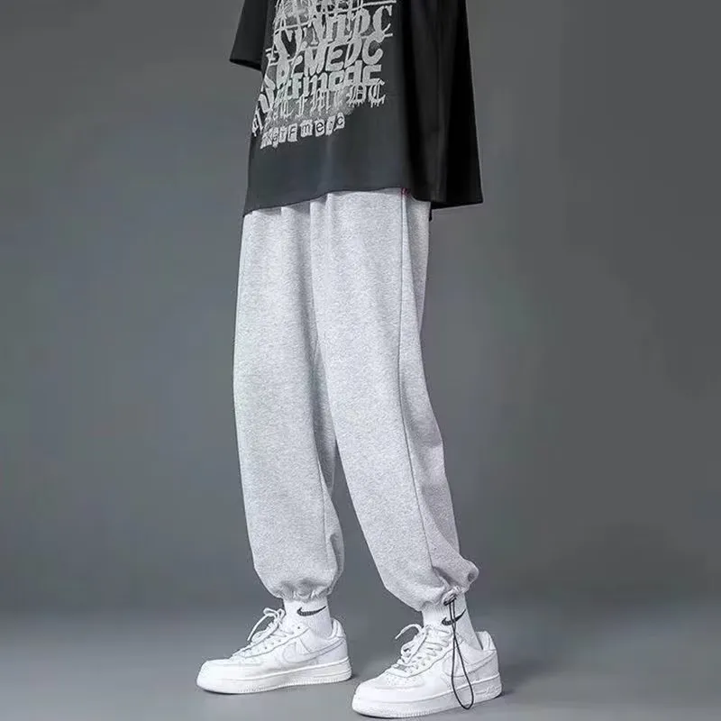 Men's Gray Sweatpants - Trendy Brand Straight Leg Loose Fit Summer Drape Thin Sports Casual Long Pants for Date Spot Wholesale thumbnail 9