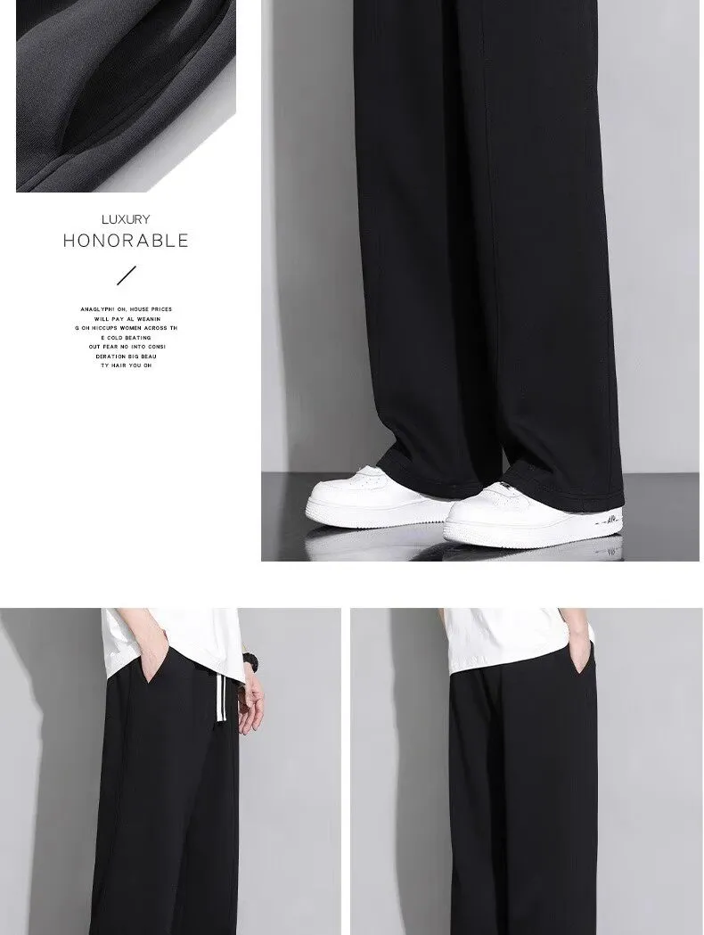 Men's Gray Sweatpants - Trendy Brand Straight Leg Loose Fit Summer Drape Thin Sports Casual Long Pants for Date Spot Wholesale showcase 6