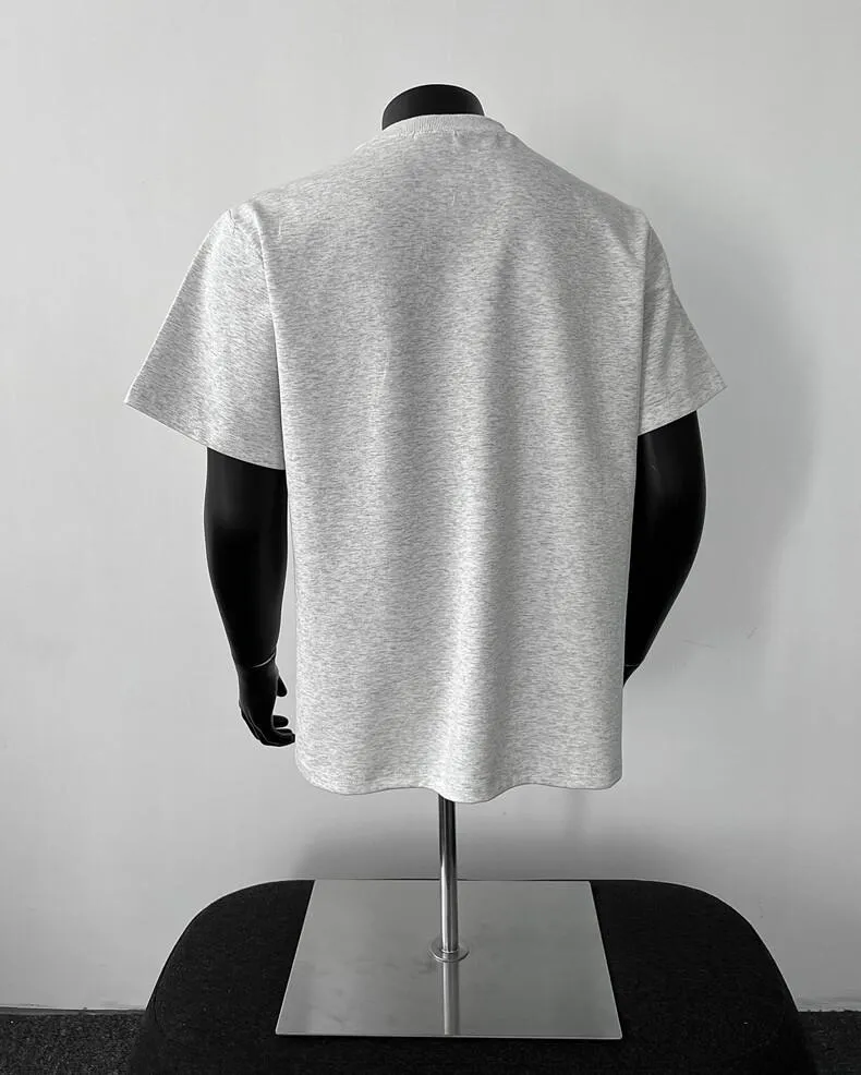 Men's Heavyweight Cotton T-Shirt - American Style Short Sleeve Crew Neck Tee - Casual Trendy Threaded Splicing Design - Comfortable Summer Top showcase 14
