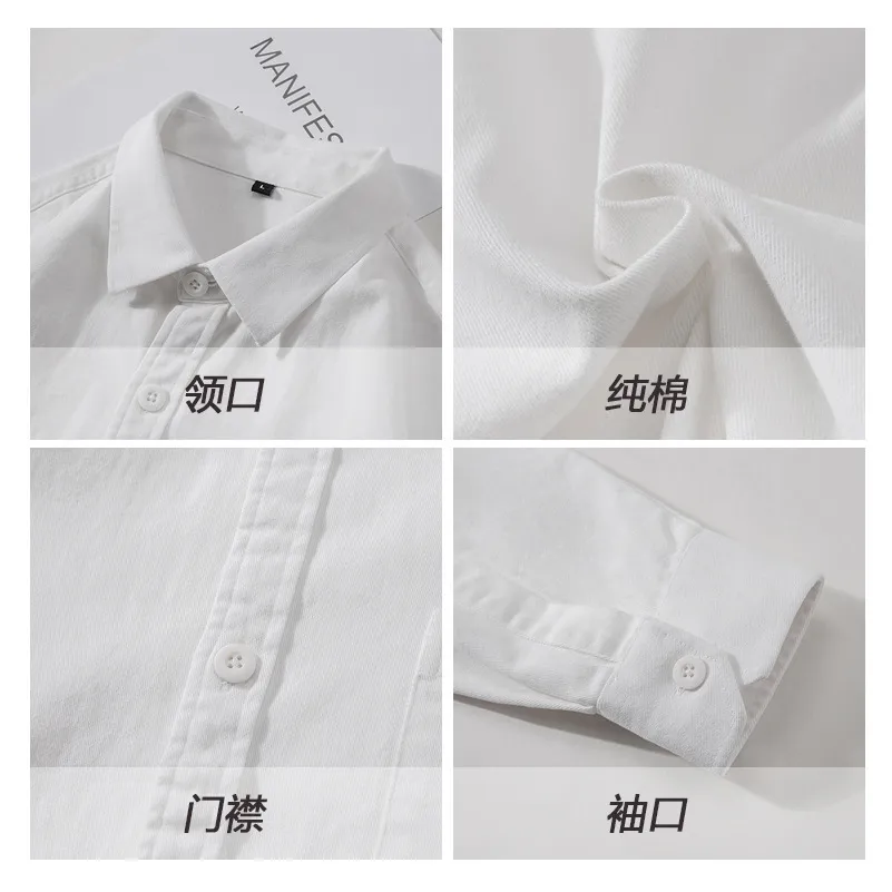 Men's Long Sleeve Cotton T-Shirt Japanese Cityboy Style | American Casual Stacked Inner Shirt | Soft Breathable Spring Autumn Top thumbnail 4